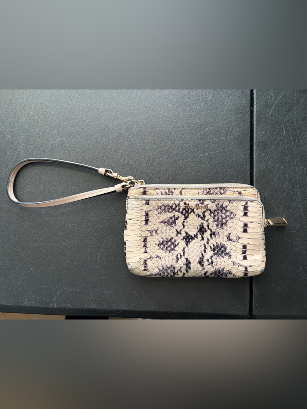 Coach Madison Python Embossed Double-Zip Wristlet